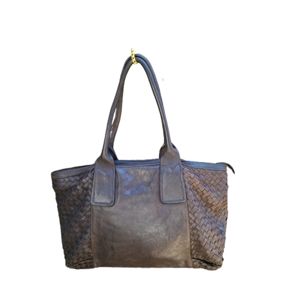 VINTAGE FRANCESCO BIASIA DISTRESSED BROWN LEATHER TOTE BAG - Picture 6 of 6